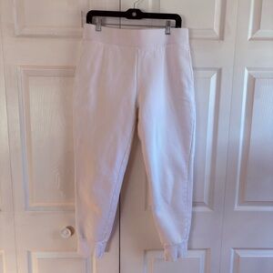 TNA Aritzia Cozy Fleece Sweatfleece White Sweat pants Pockets L  Comfy Leisure